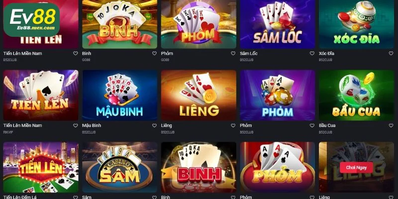 Game Bài EV88 – Không Gian Giải Trí Đẳng Cấp 2025 Có đa dạng loại game bài EV88 bạn có thể lựa chọn.