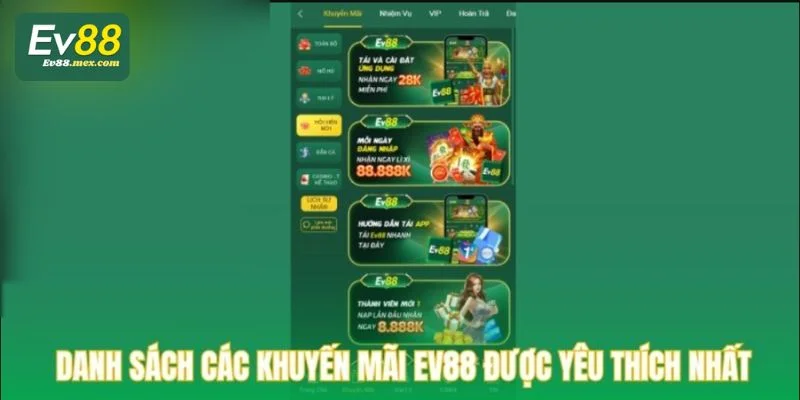 Khuyến Mãi EV88 - Tham Gia Ngay Nhận Thưởng Liền Tay Tổng hợp các chương trình khuyến mãi EV88 hấp dẫn nhất 2025.