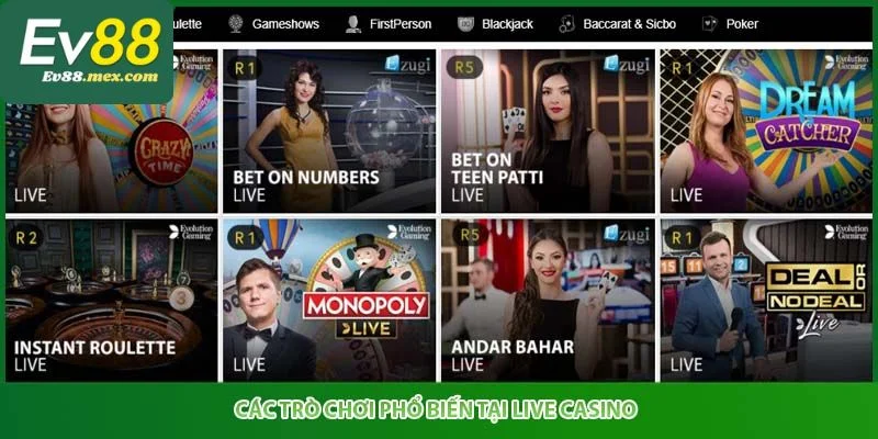 Live casino EV88 - Đỉnh Cao Của Trải Nghiệm Sòng Bài Trực Tuyến Các bước gia nhập bàn chơi Casino Live tại EV88 rất đơn giản.